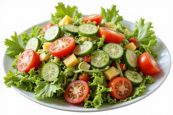 A vibrant salad with various fresh vegetables, representing healthy eating.