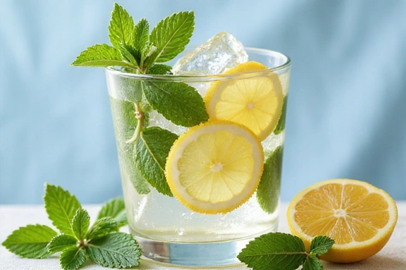 A glass of water with lemon slices, representing hydration and detoxification.