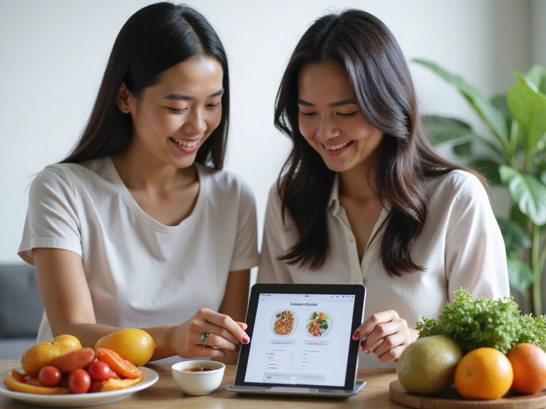 Nutritionist explaining healthy meal plan to client