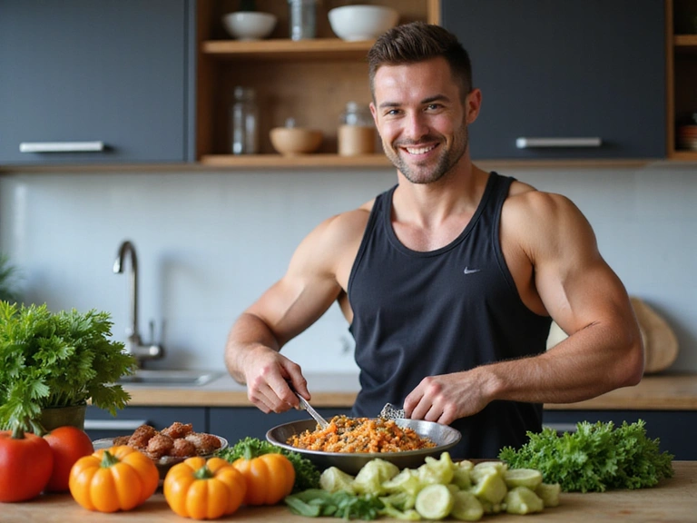 Athlete preparing a healthy meal for sports nutrition
