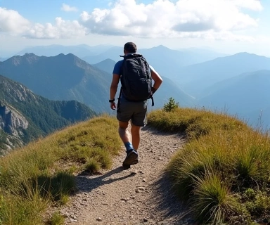 Outdoors adventurer hiking